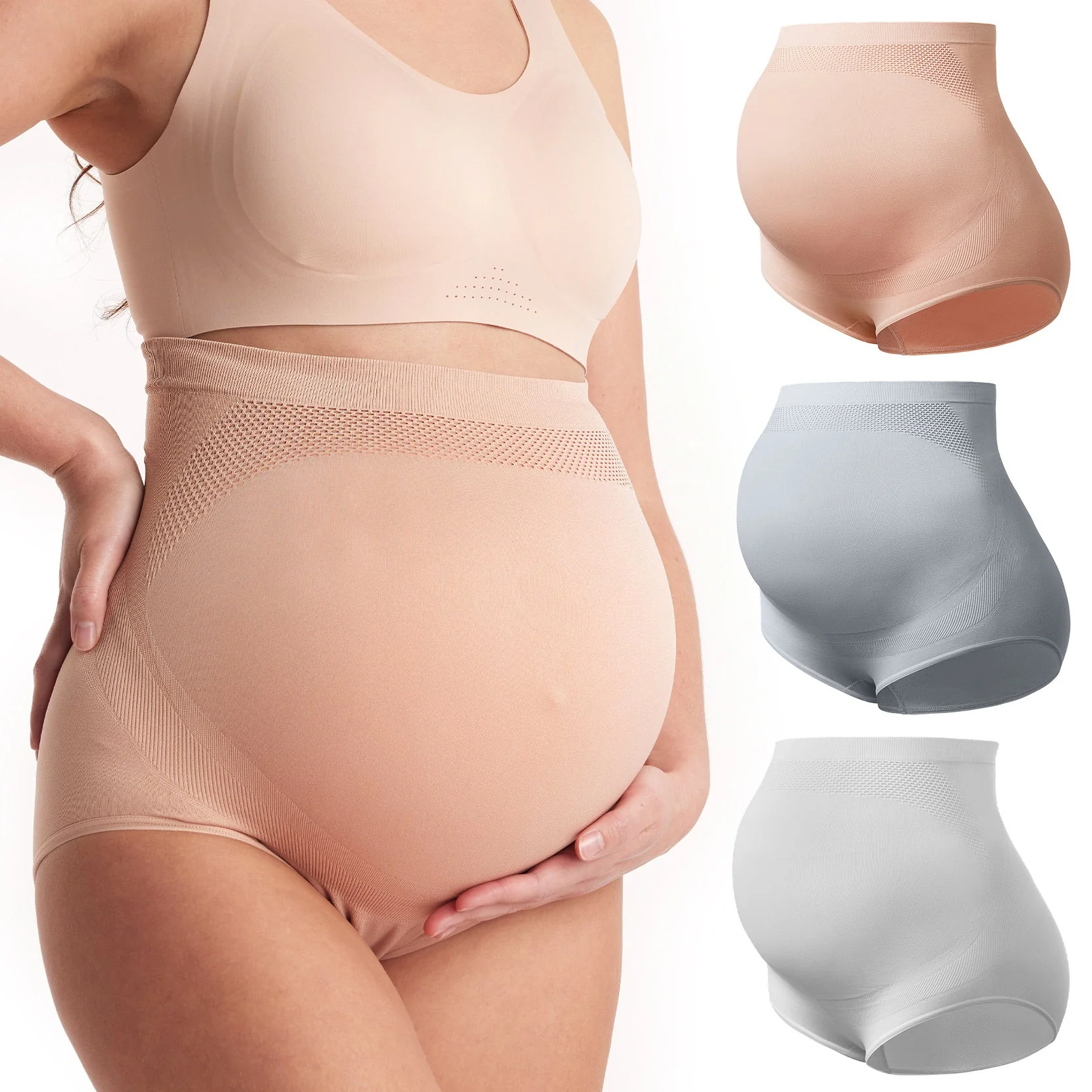 High Waist Pregnancy Seamless Soft Belly Support Panties - Image 21