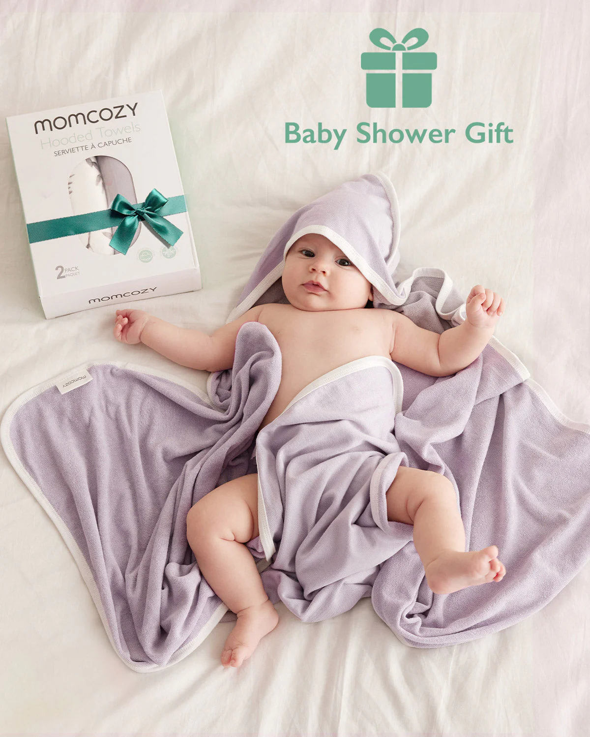 Baby Hooded Towel for Newborn Shower - 2-Pack - Image 13