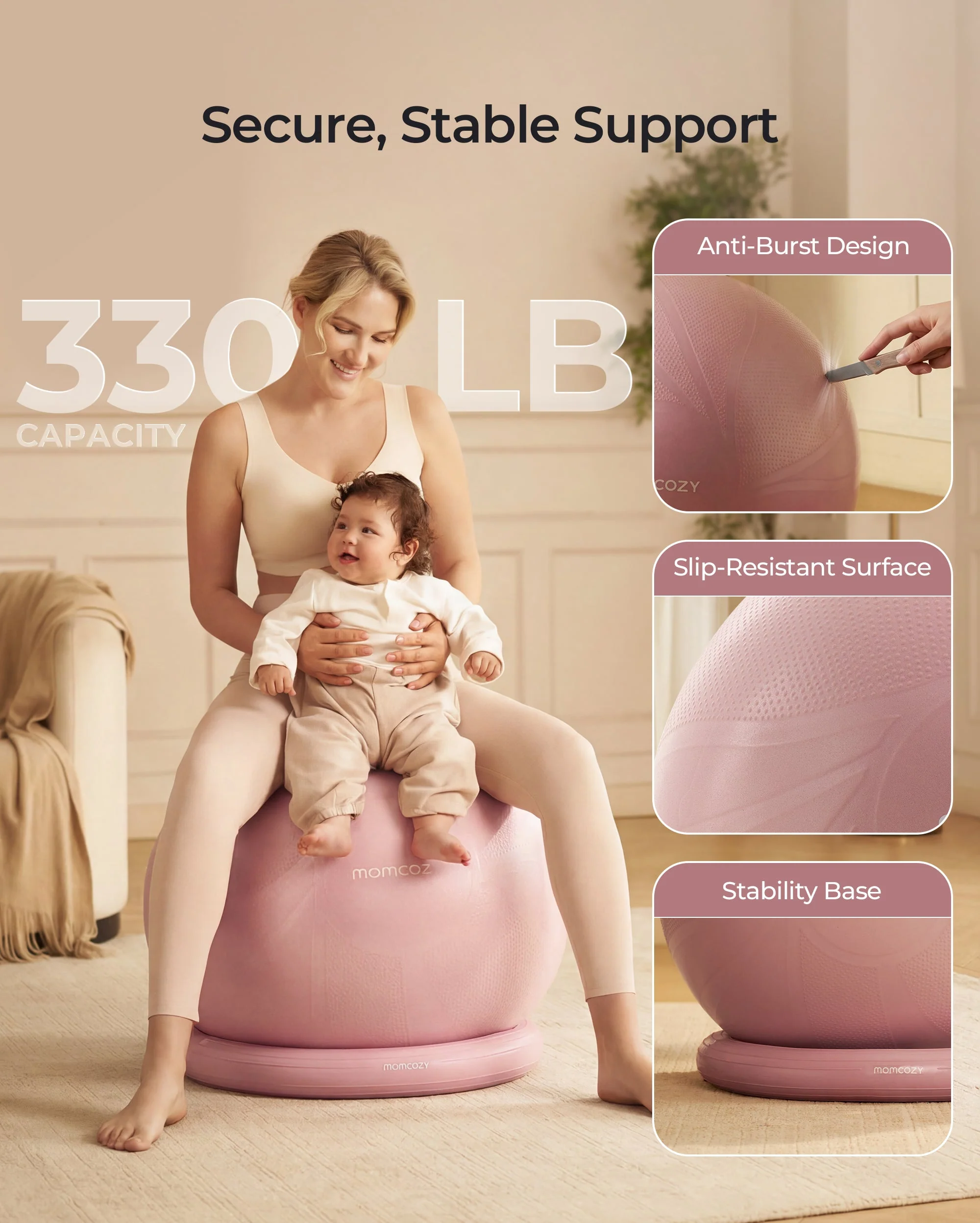 Momcozy BirthEase Pregnancy Ball Set—Maternity Exercise Ball - Image 35