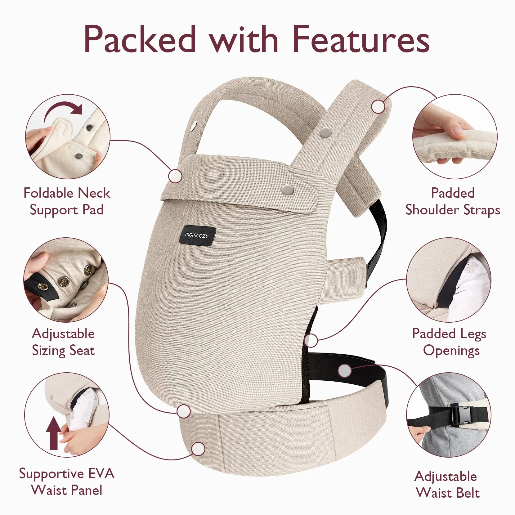 Comfort Bundle: PureHug Baby Carrier Khaki Color and Ergonest Belly Band - Image 5