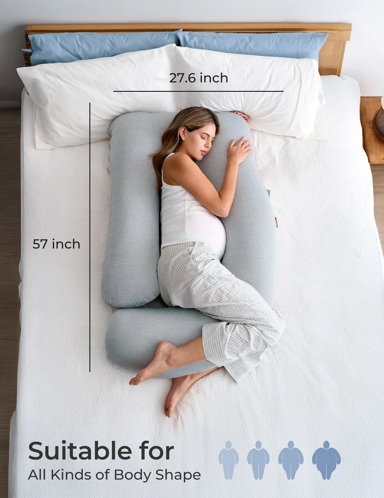 U Shaped Cooling Fabric Pregnancy Pillow - Image 4
